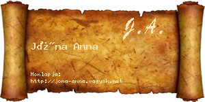 Jóna Anna névjegykártya